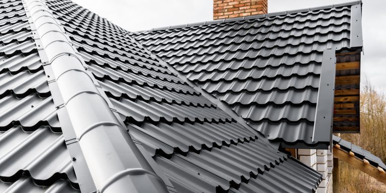 Construction of the roof of the house. Metal tiles. Construction of the roof of the house. Metal tiles.